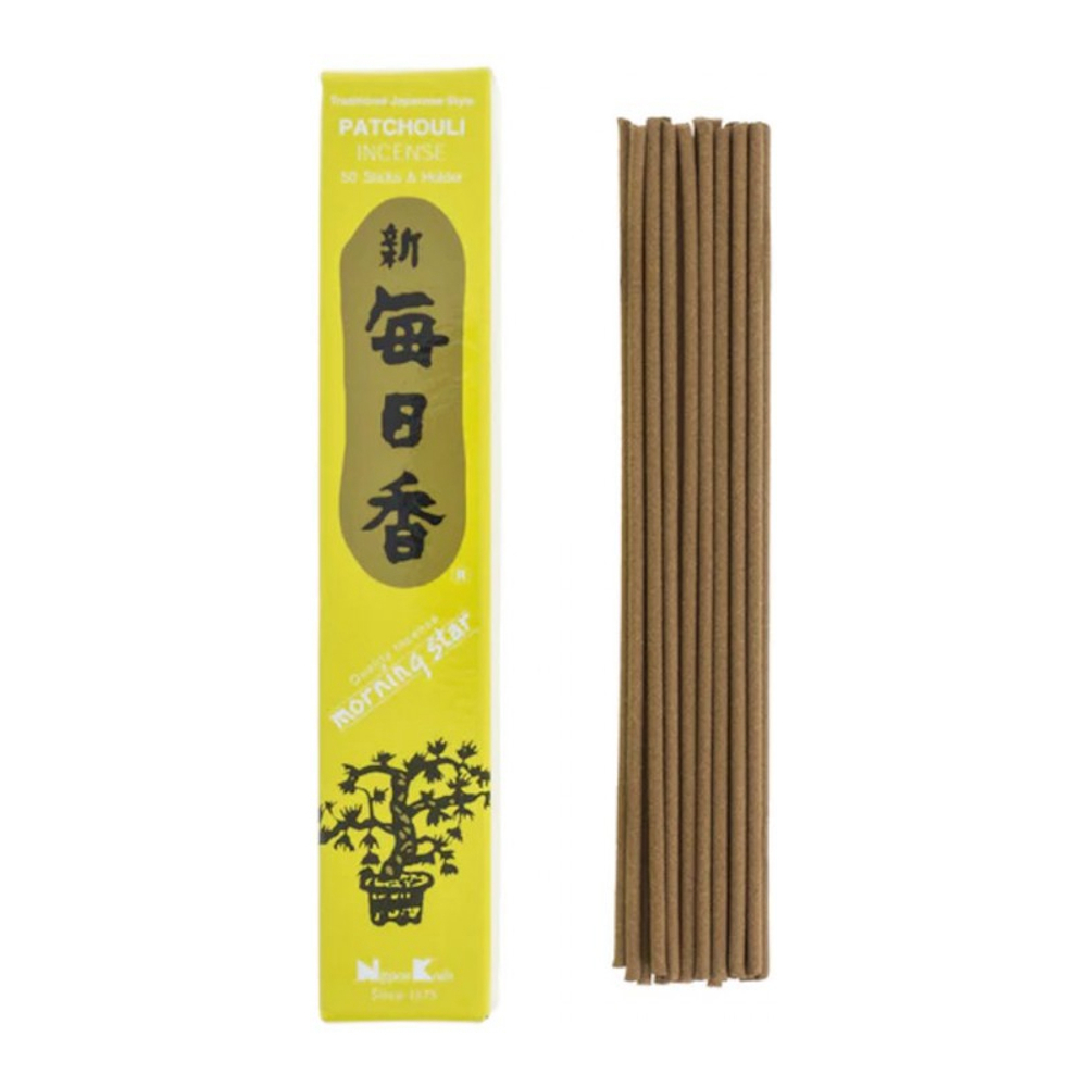 Morning Star - Box of 50 Japanese incense sticks, patchouli scent.