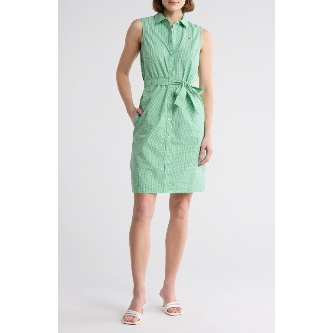 'Micro Check Sleeveless Cotton' Hemdkleid für Damen