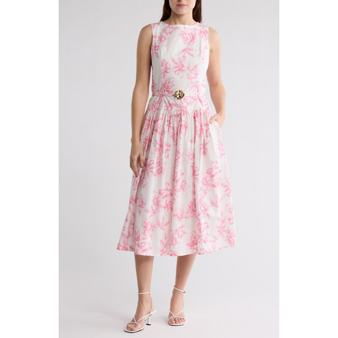 Robe Midi 'Floral Sleeveless Cotton Fit & Flare' pour Femmes