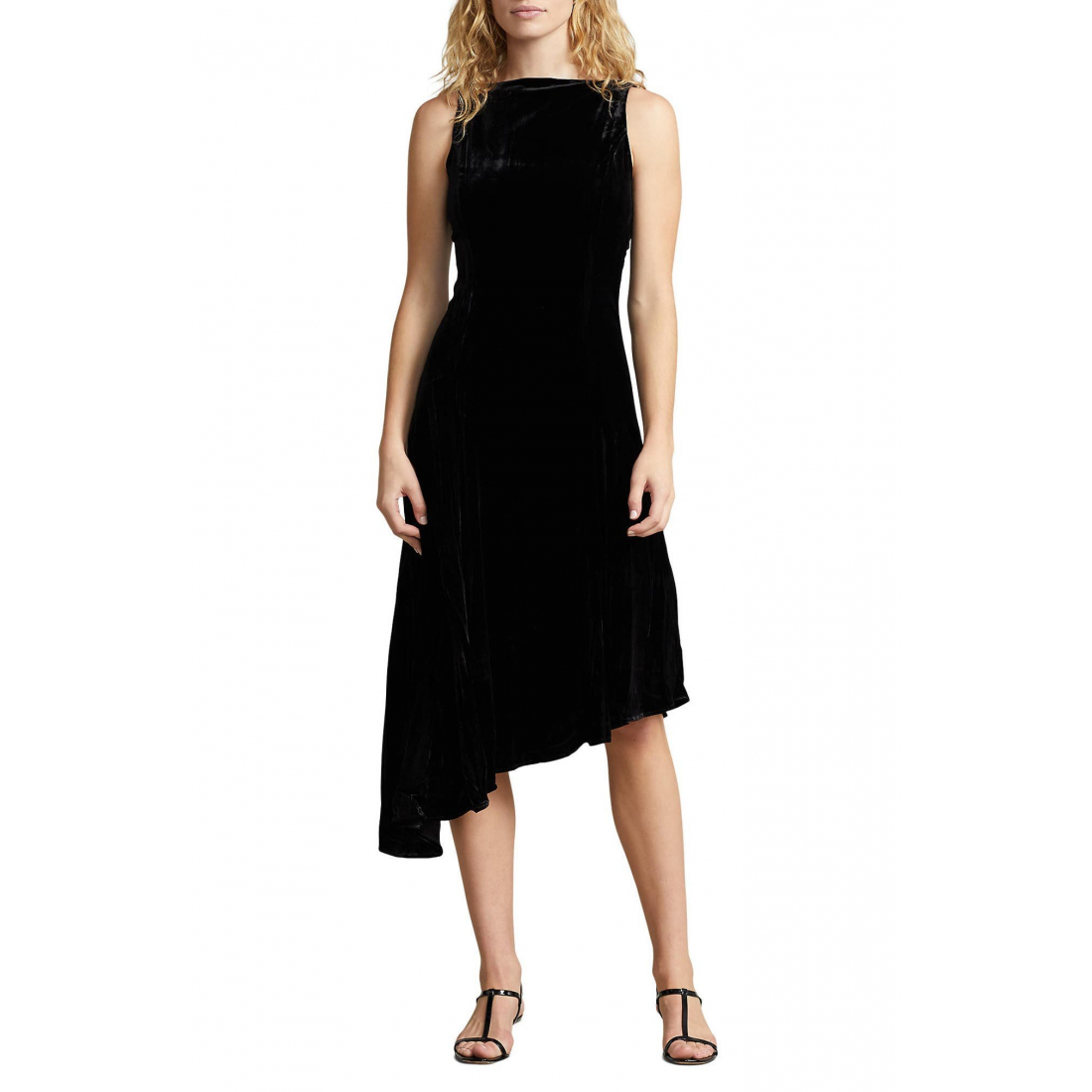 'Gia Strapless Asymmetric Stretch Velvet' Cocktailkleid für Damen