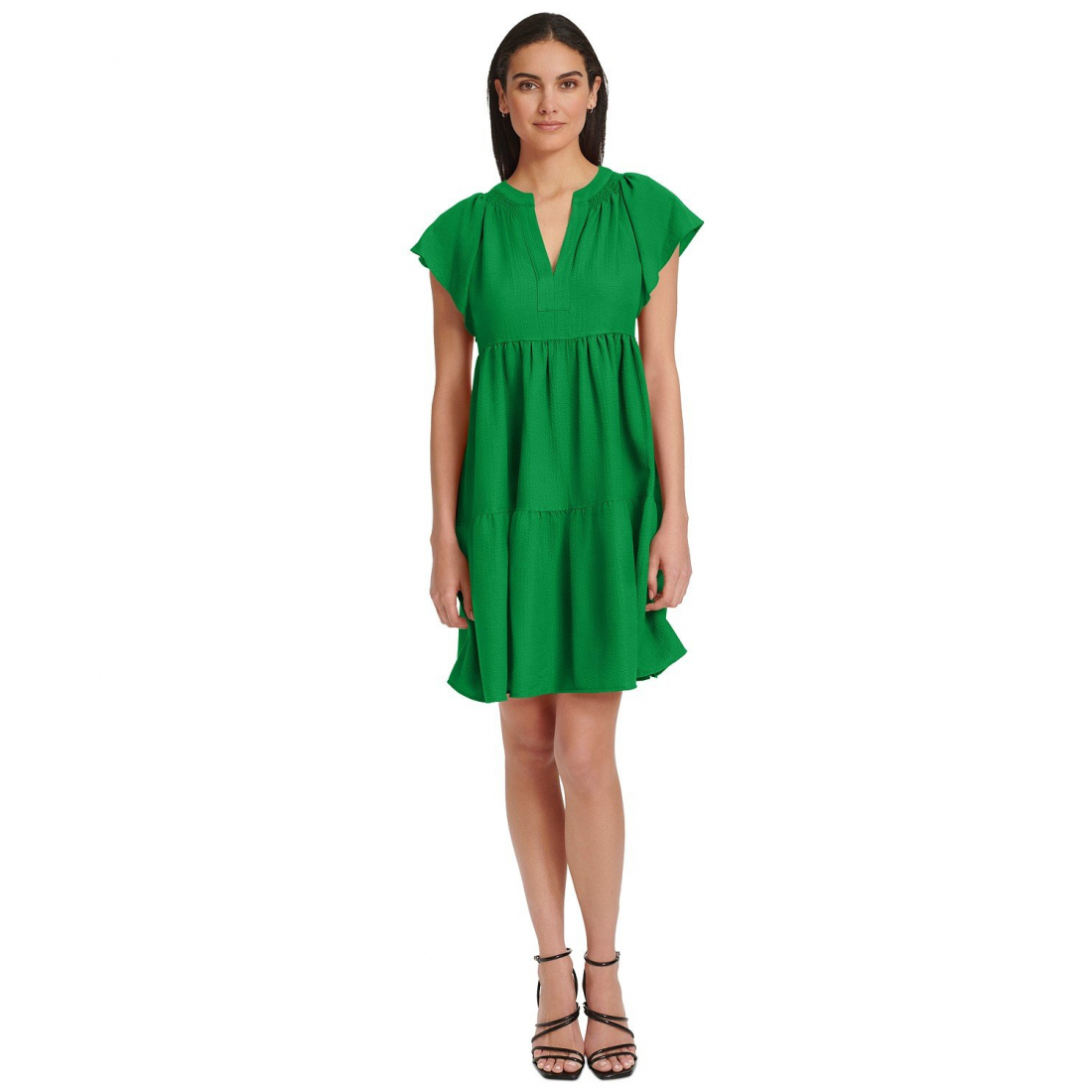 Women's 'Split-Neck Tiered A-Line' A-line Dress