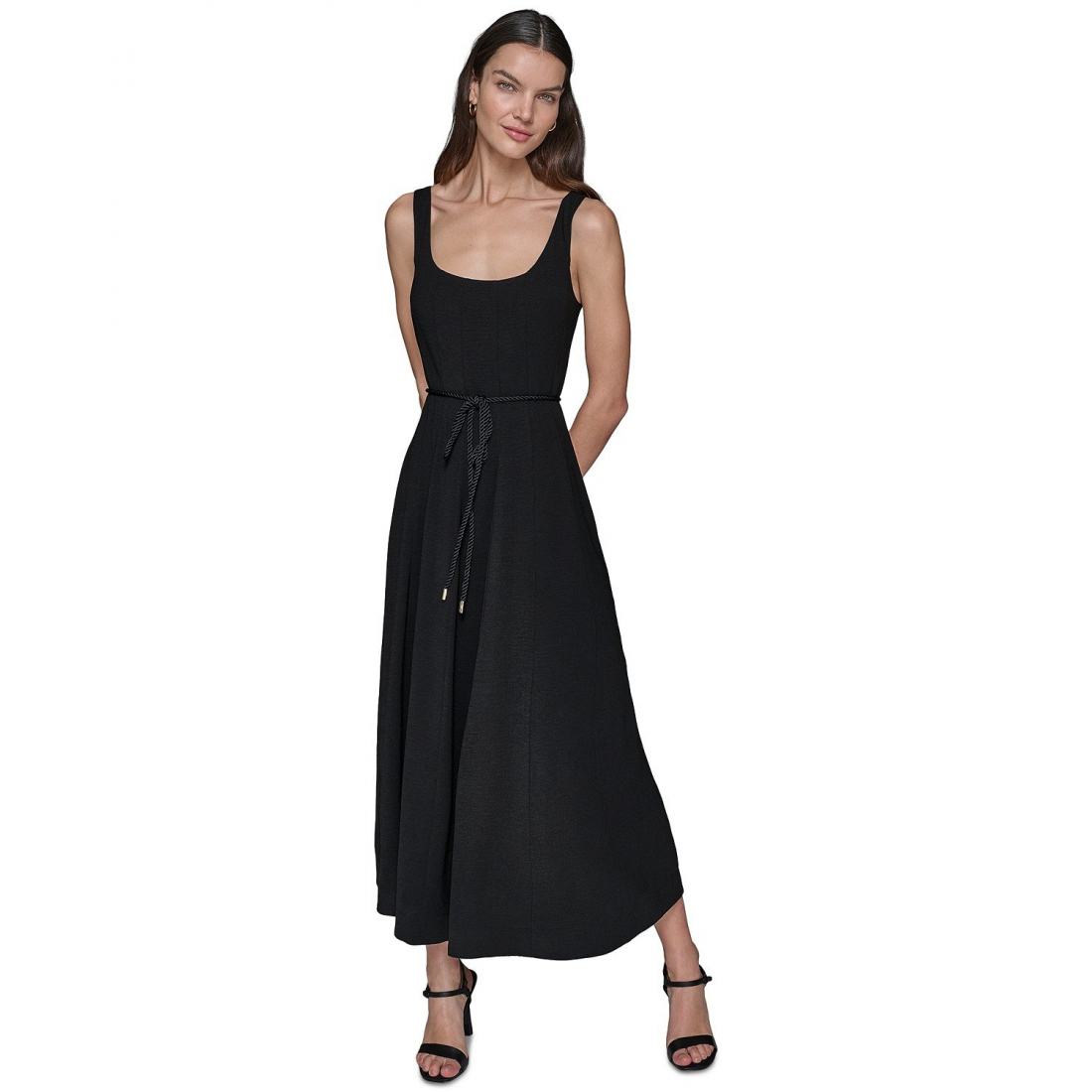 Robe Midi 'Scoop-Neck Belted Sleeveless' pour Femmes