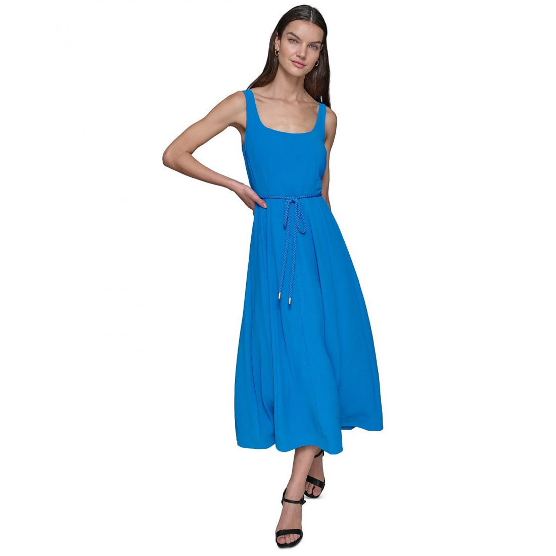 Robe Midi 'Scoop-Neck Belted Sleeveless' pour Femmes