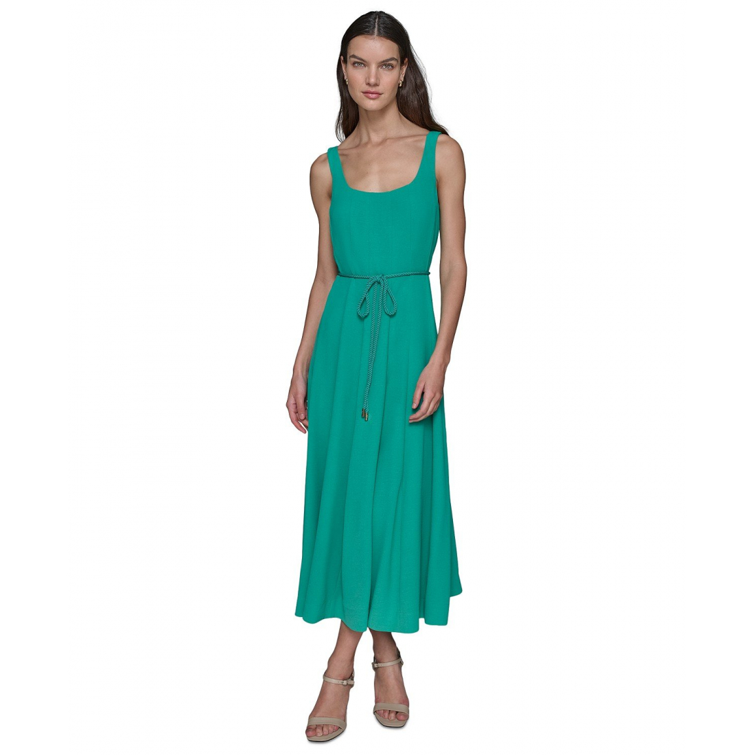 Robe Midi 'Scoop-Neck Belted Sleeveless' pour Femmes