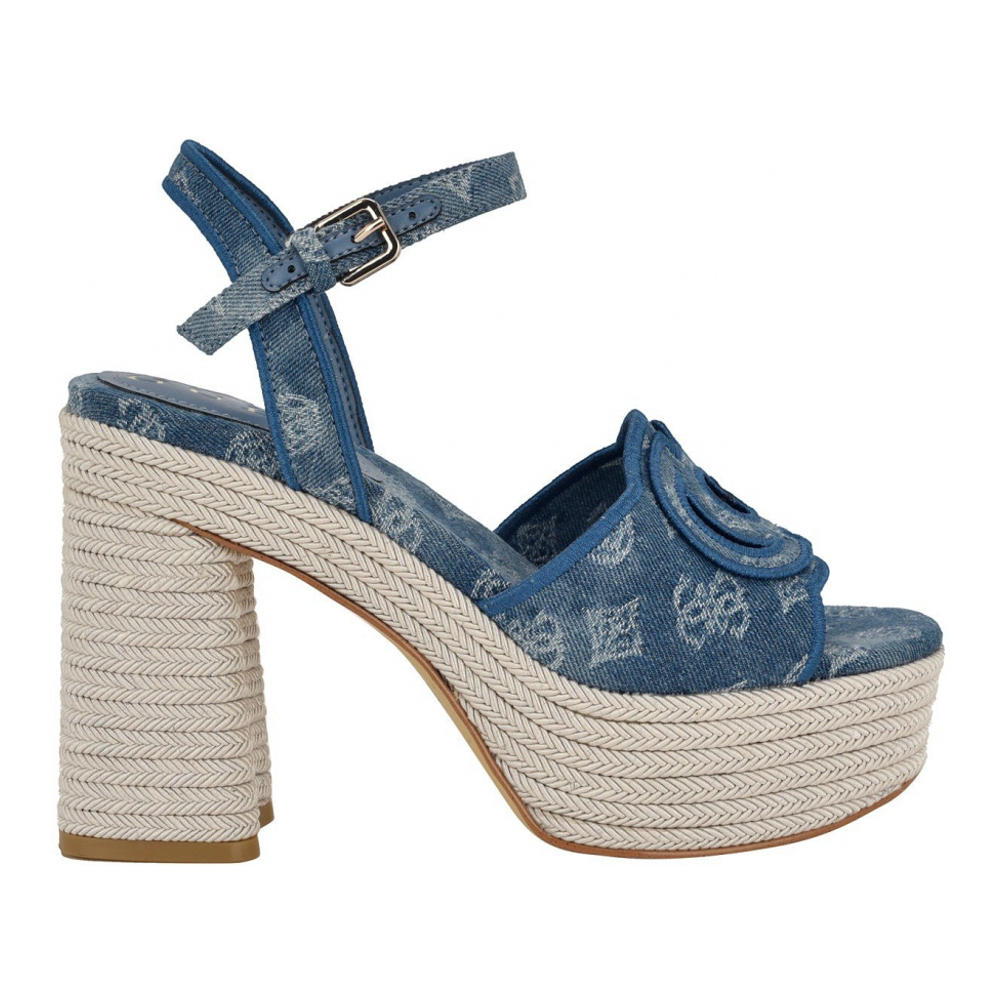 Espadrille Sandales 'Formaly-G Cutout Fabric Logo Platform Espadrille Sandals' pour Femmes