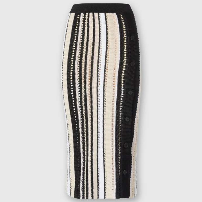 Women's 'Striped Crochet' Midi Skirt