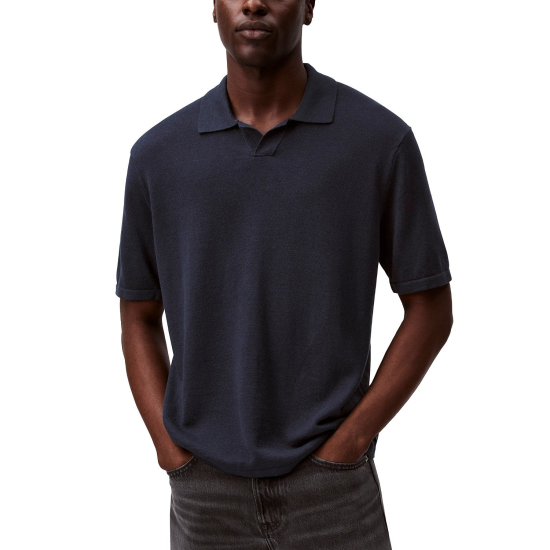 Hommes's 'Textured Open-Collar' Polo