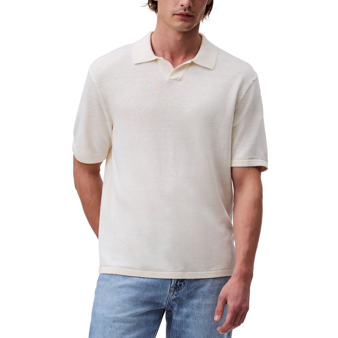 Hommes's 'Textured Open-Collar' Polo