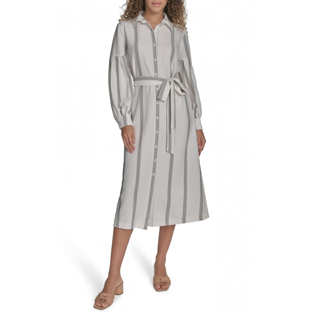 Robe chemise 'Stripe Long Sleeve Gauze' pour Femmes
