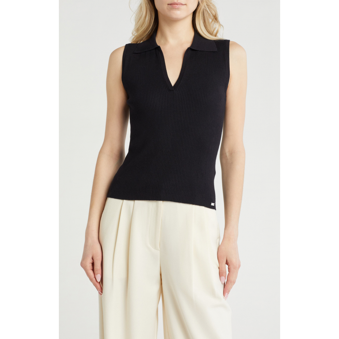Women's 'Sleeveless Johnny Collar Rib' Polo Shirt