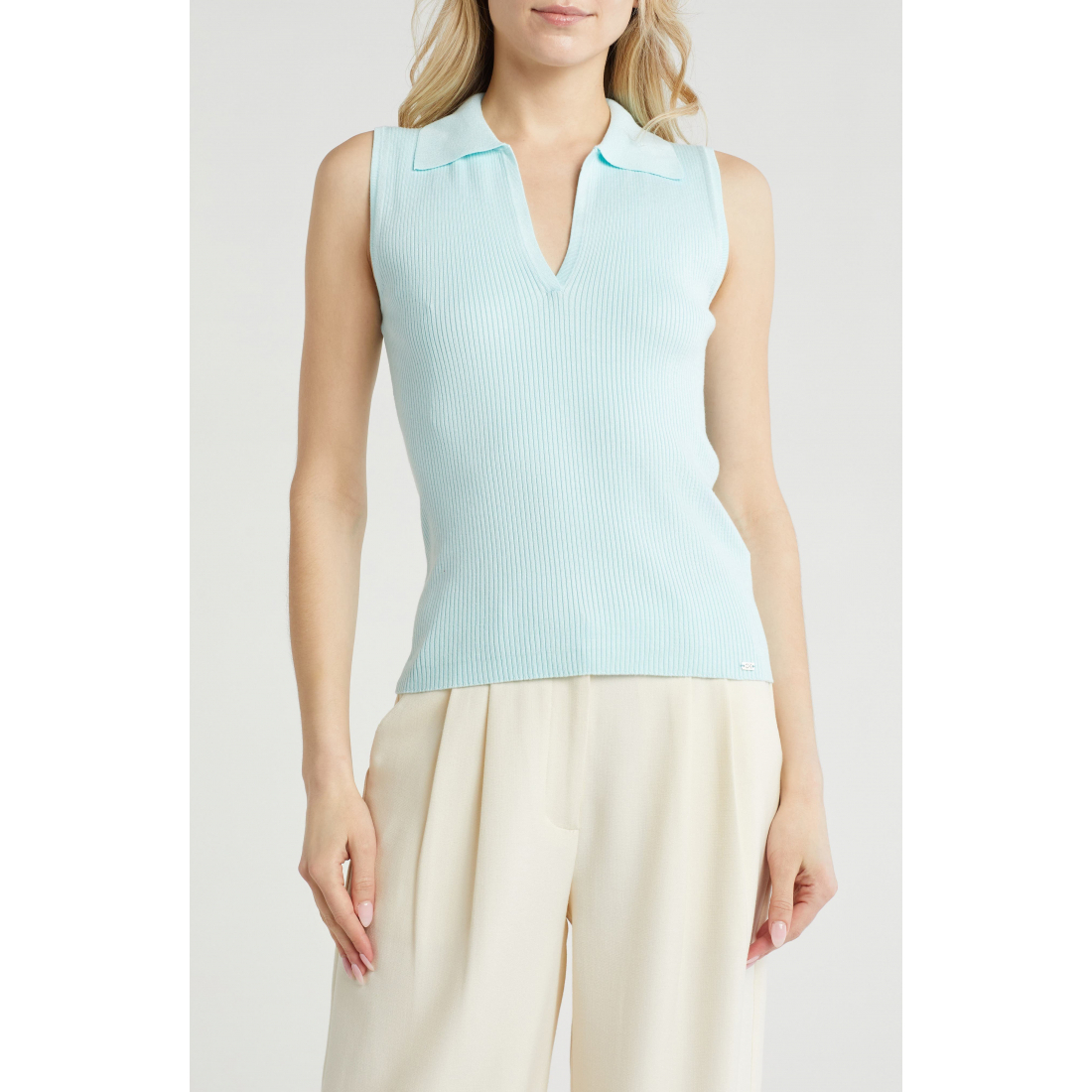 Women's 'Sleeveless Johnny Collar Rib' Polo Shirt