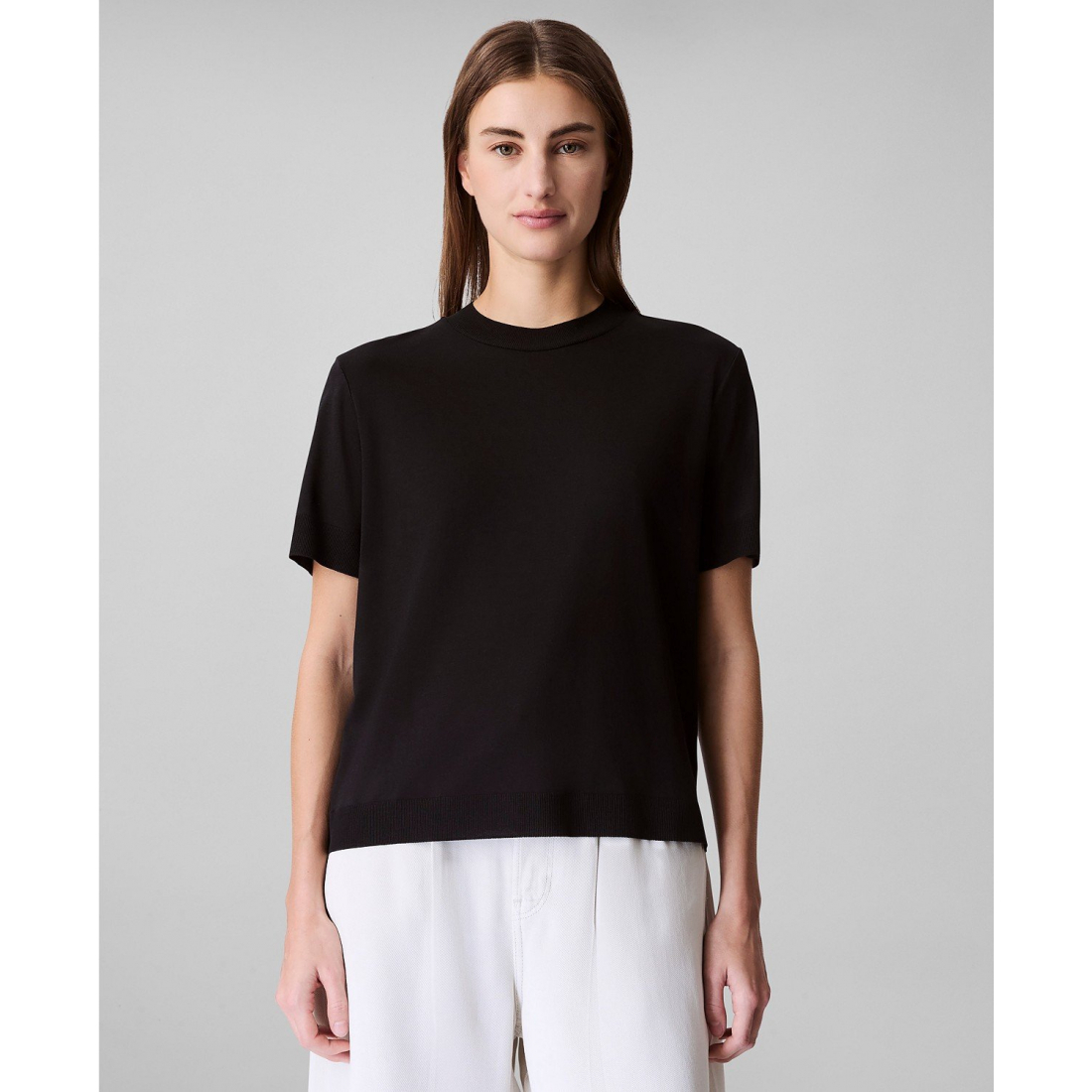 Women's 'Fine-Knit Mock Neck' Short sleeve Top