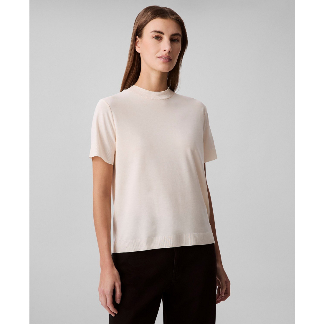 Women's 'Fine-Knit Mock Neck' Short sleeve Top