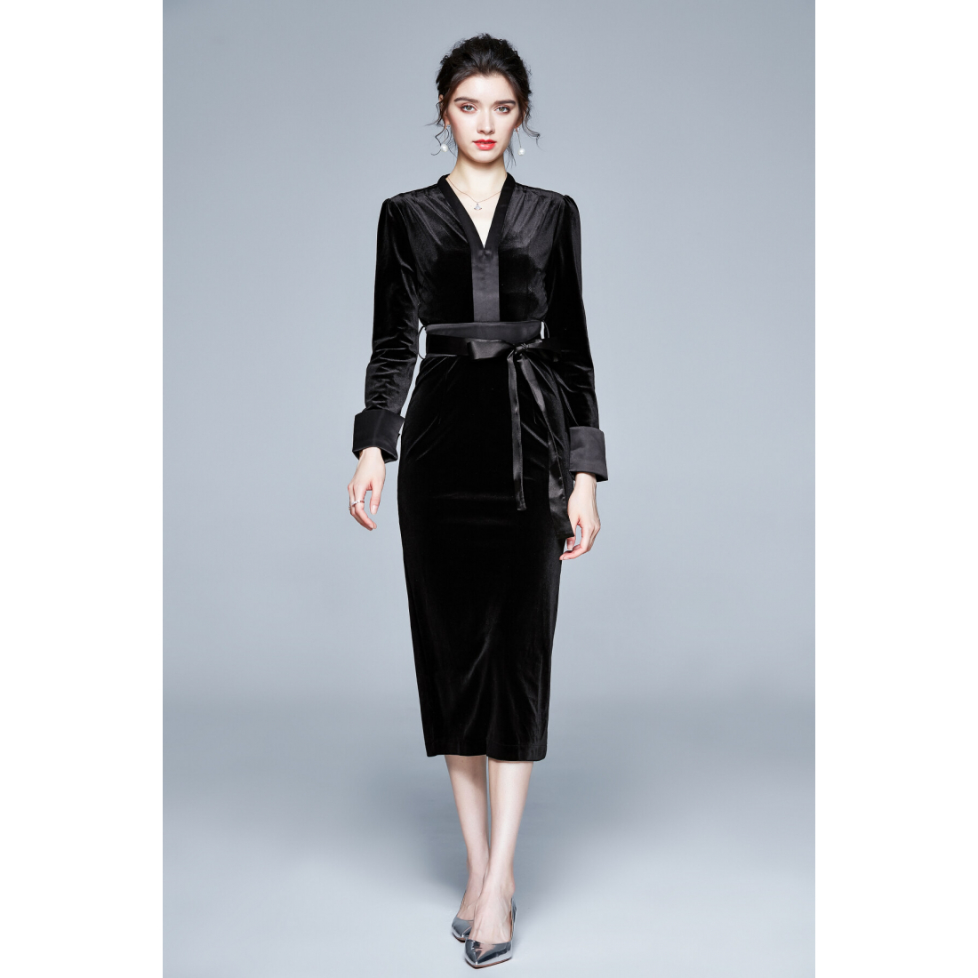 Robe longue 'Velvet Bodycon' pour Femmes