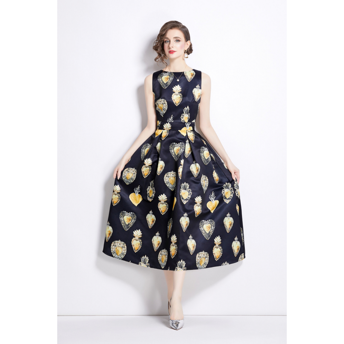 Robe A-line 'Sleeveless Fitted High-Waisted' pour Femmes