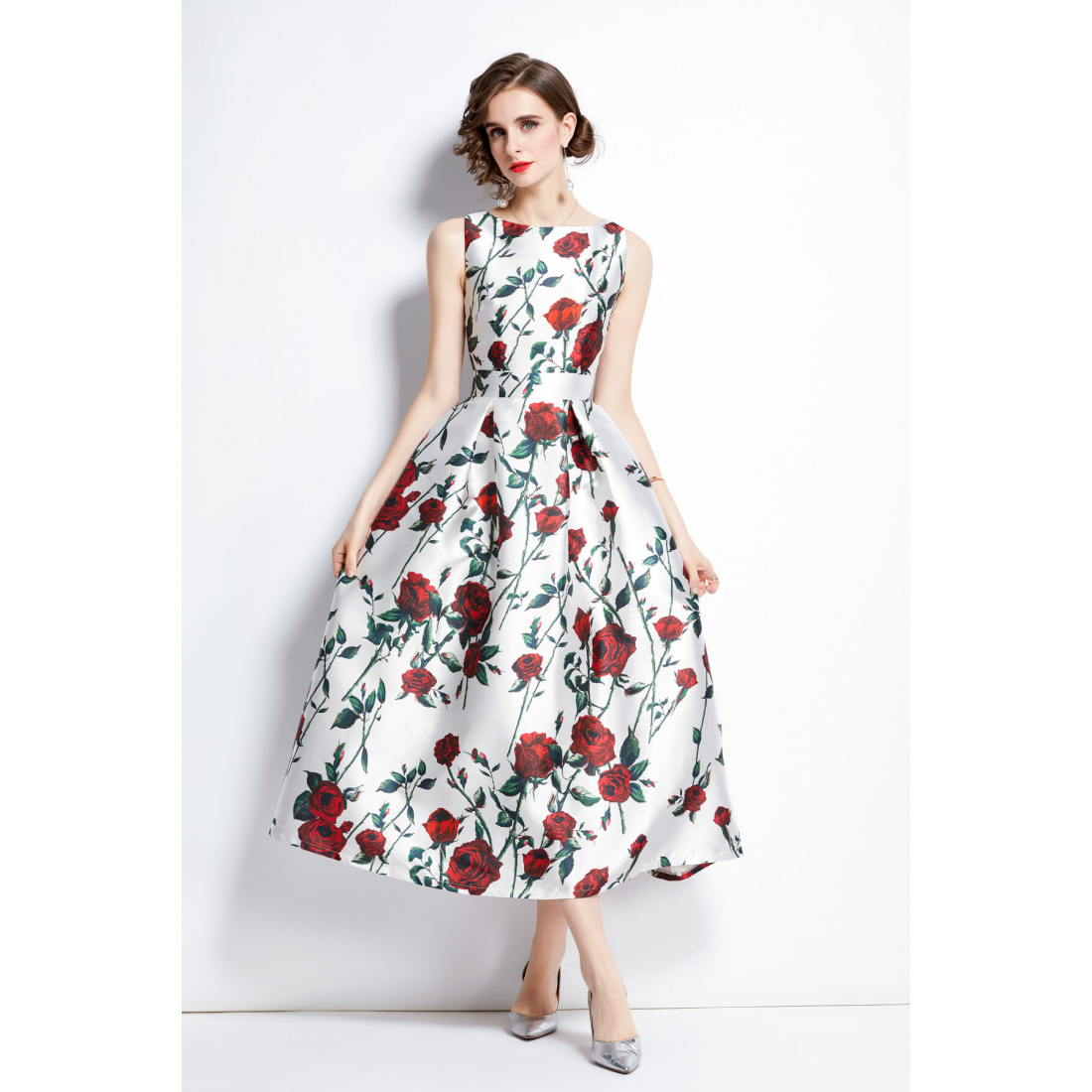 Robe A-line 'Sleeveless Fitted High-Waisted' pour Femmes