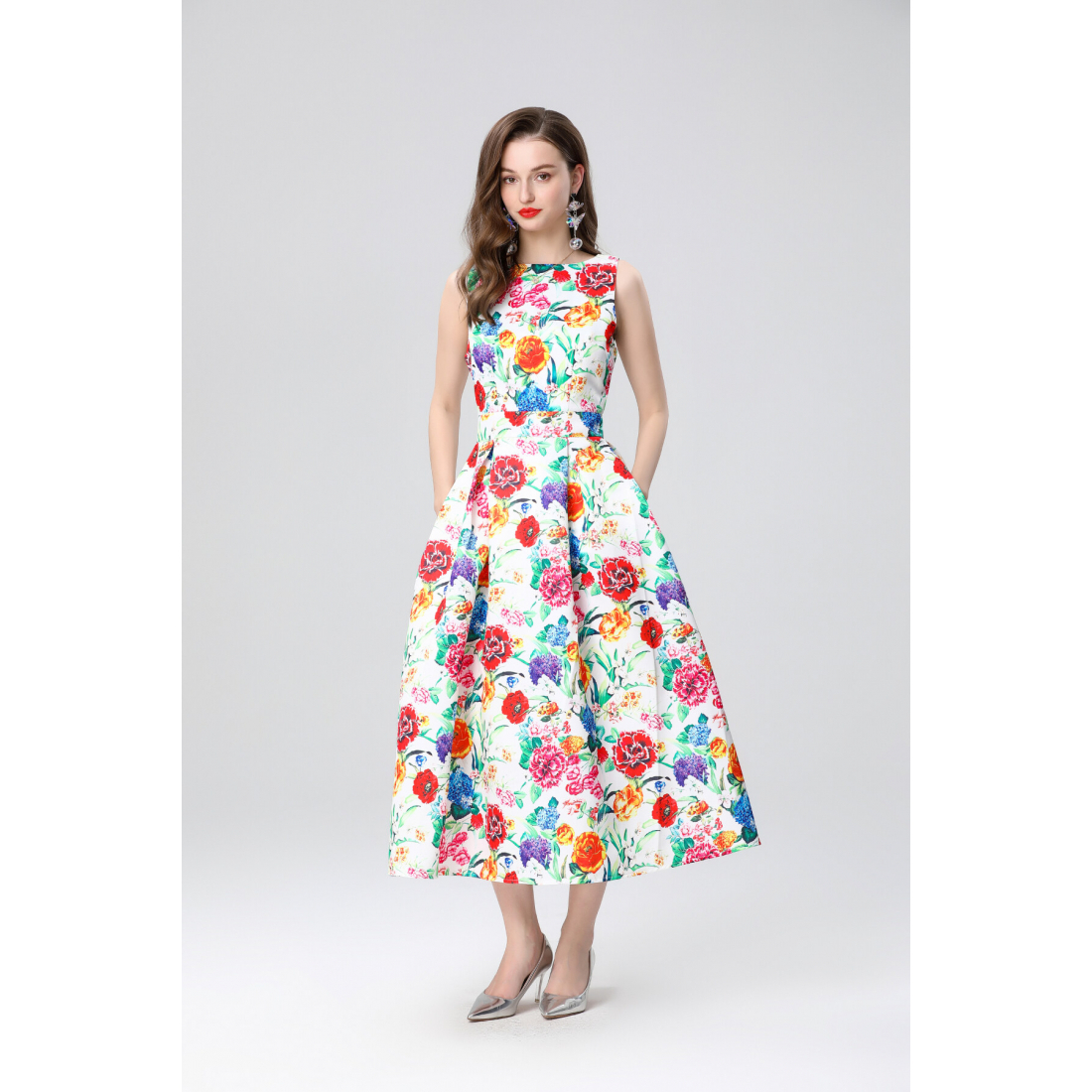 Robe A-line 'Sleeveless Structured Tailoring High-Waisted' pour Femmes