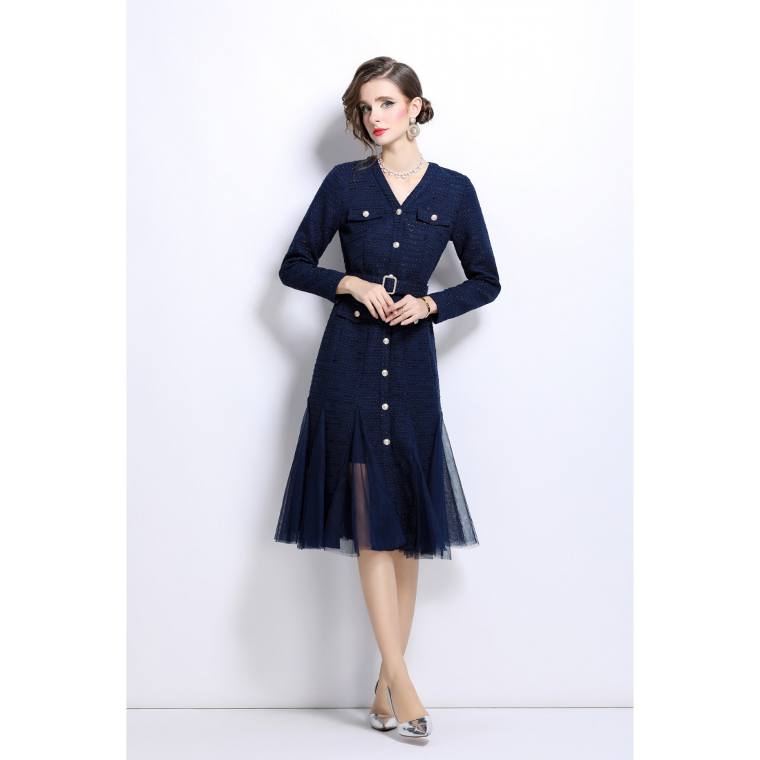 Robe 'Slim Fit Mesh Patchwork Mermaid' pour Femmes