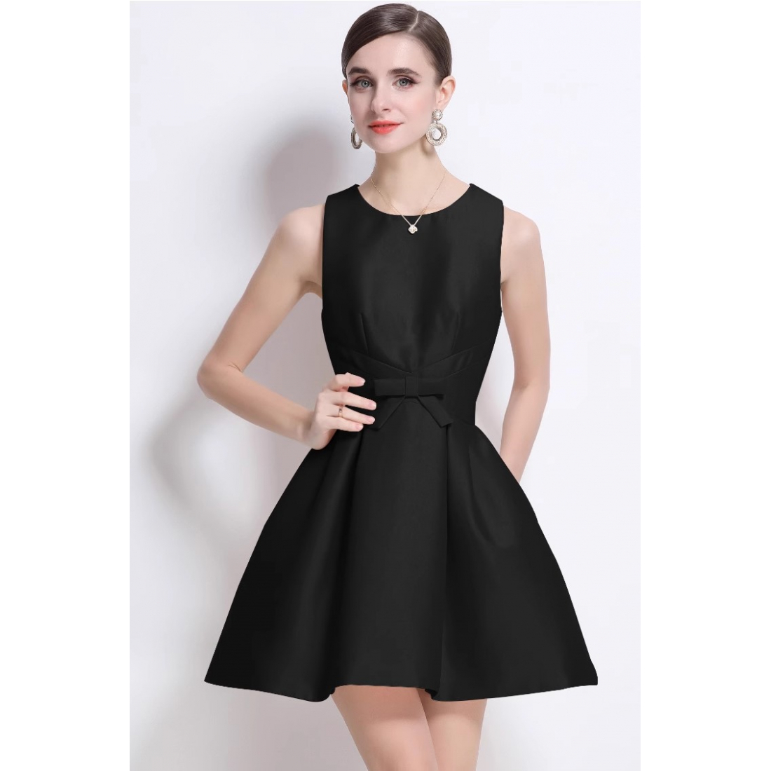 Robe 'Ruffled Short-Sleeve Waist Tie Butterfly Silhouette' pour Femmes