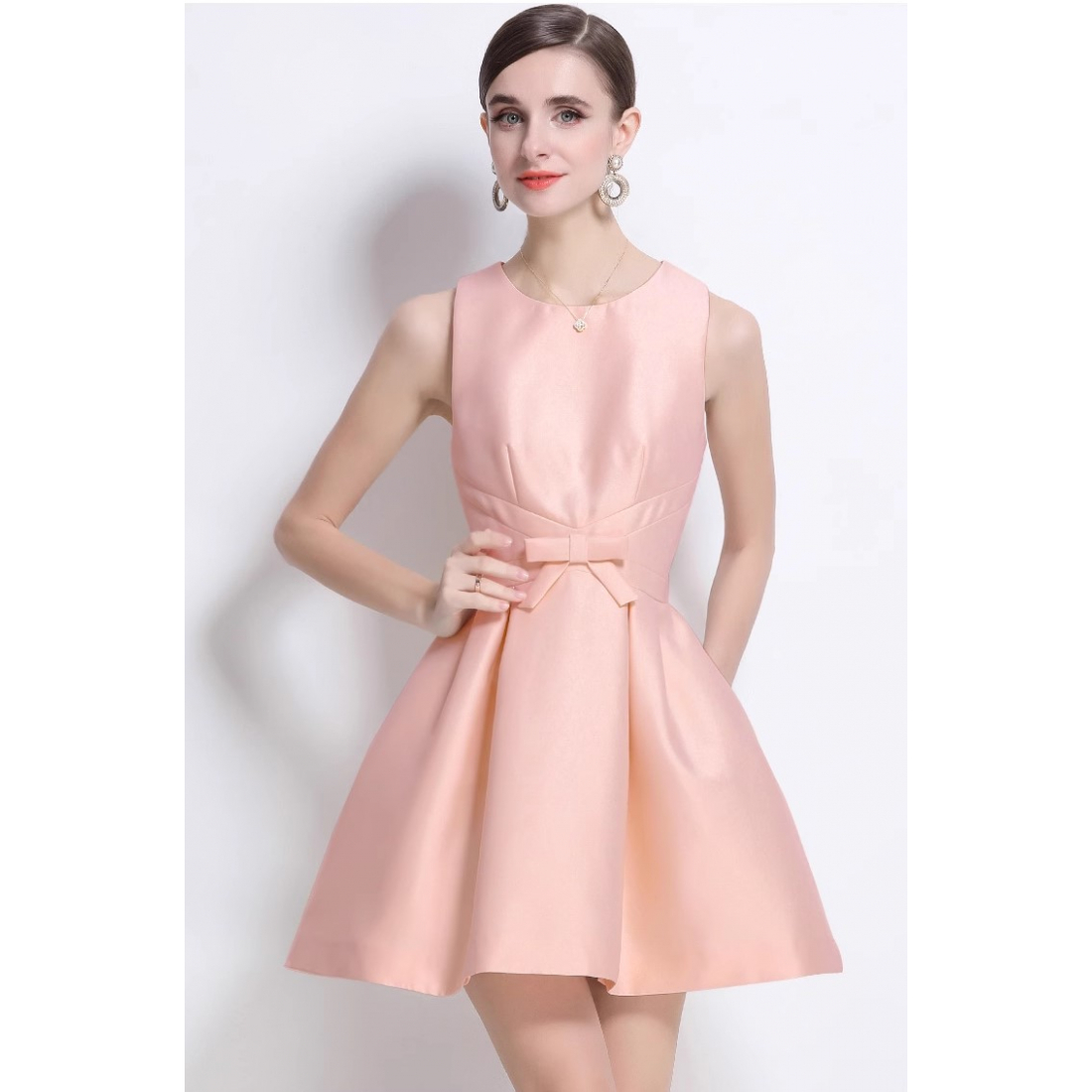 Robe 'Ruffled Short-Sleeve Waist Tie Butterfly Silhouette' pour Femmes