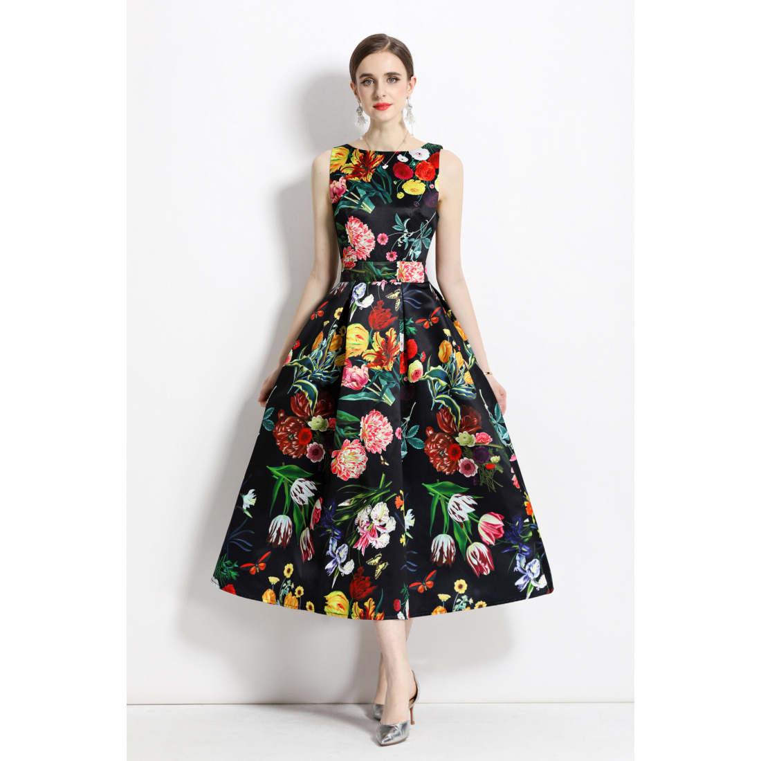 Women's 'Sleeveless High-Waist Fitted' A-line Dress