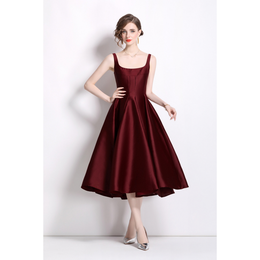 Robe de cocktail 'Spaghetti Strap Waist-Cinching' pour Femmes