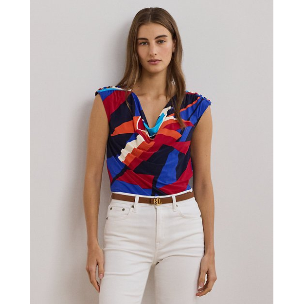 'Print Jersey Sleeveless Cowlneck Top' pour Femmes
