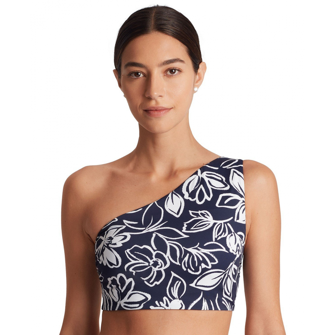 'Printed Asymmetric One-Shoulder Bikini Top' pour Femmes