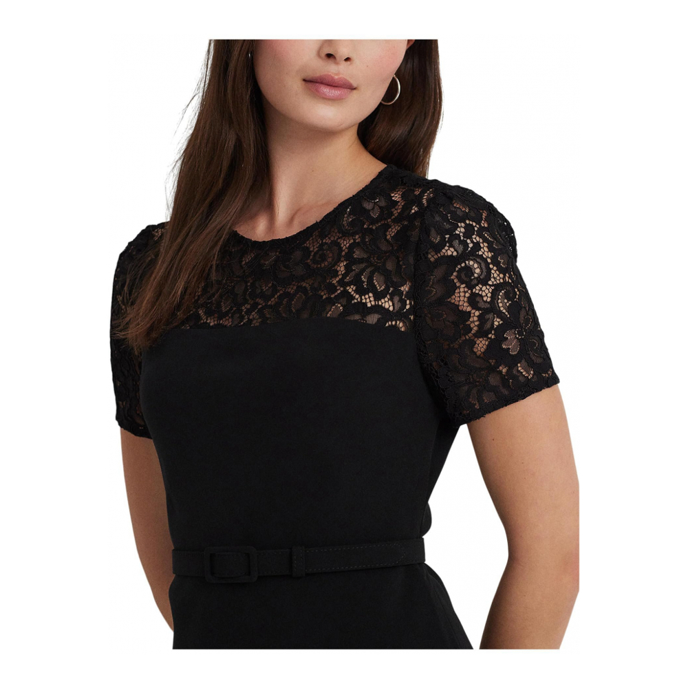 'Lace-Trim Georgette Cocktail Dress' pour Femmes