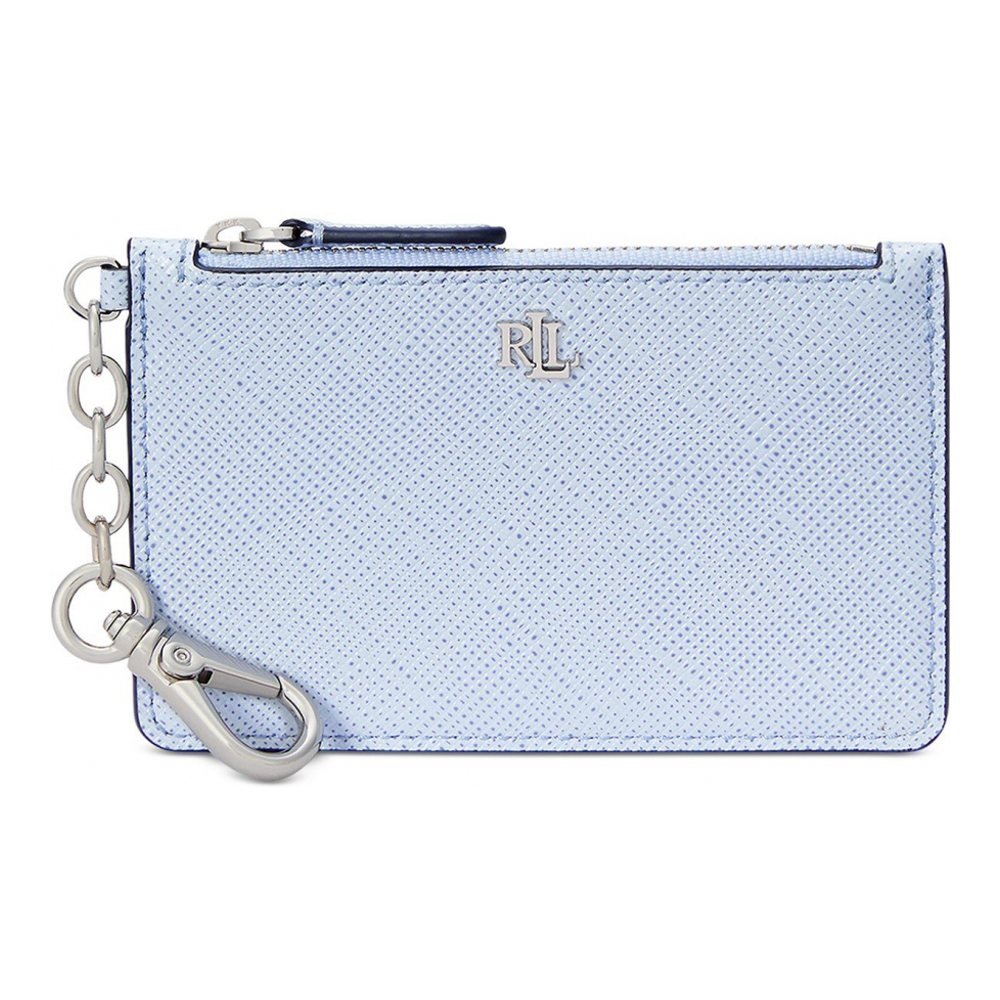 Women's 'Textured Leather Zip' Card Holder