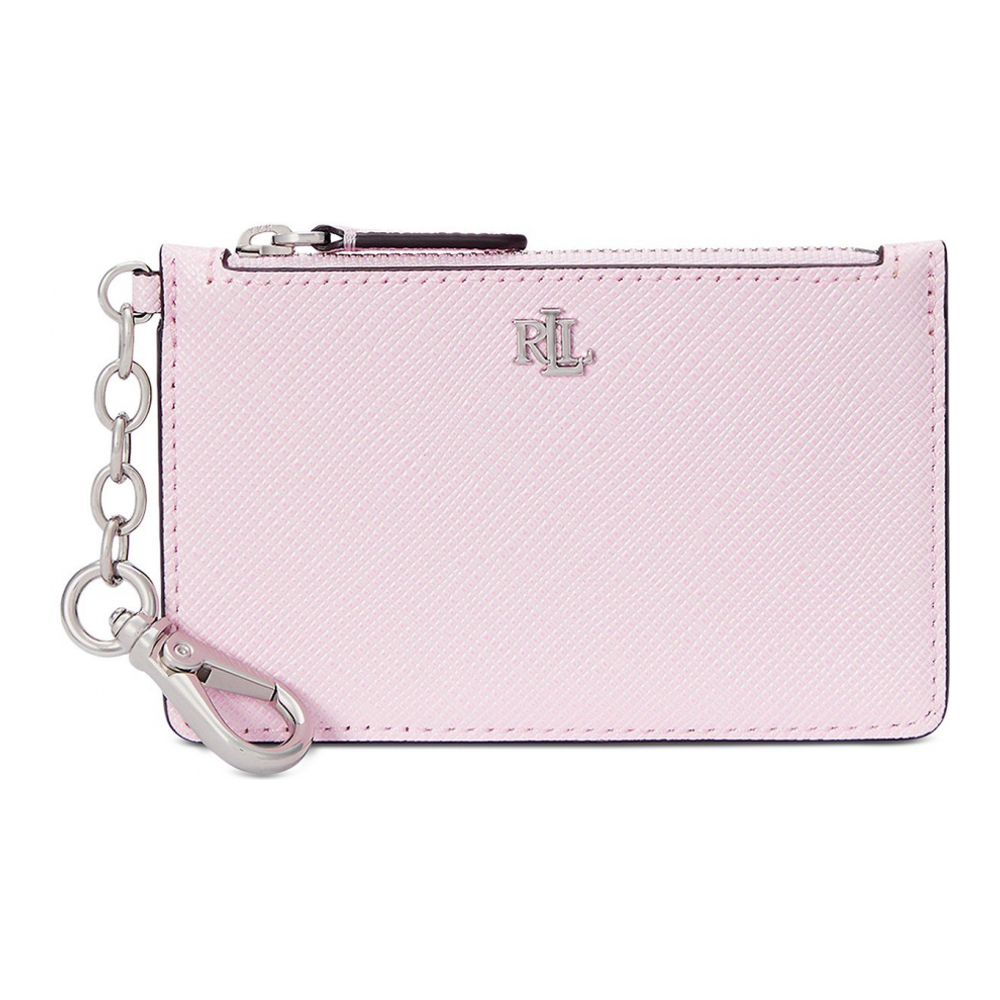 Women's 'Textured Leather Zip' Card Holder