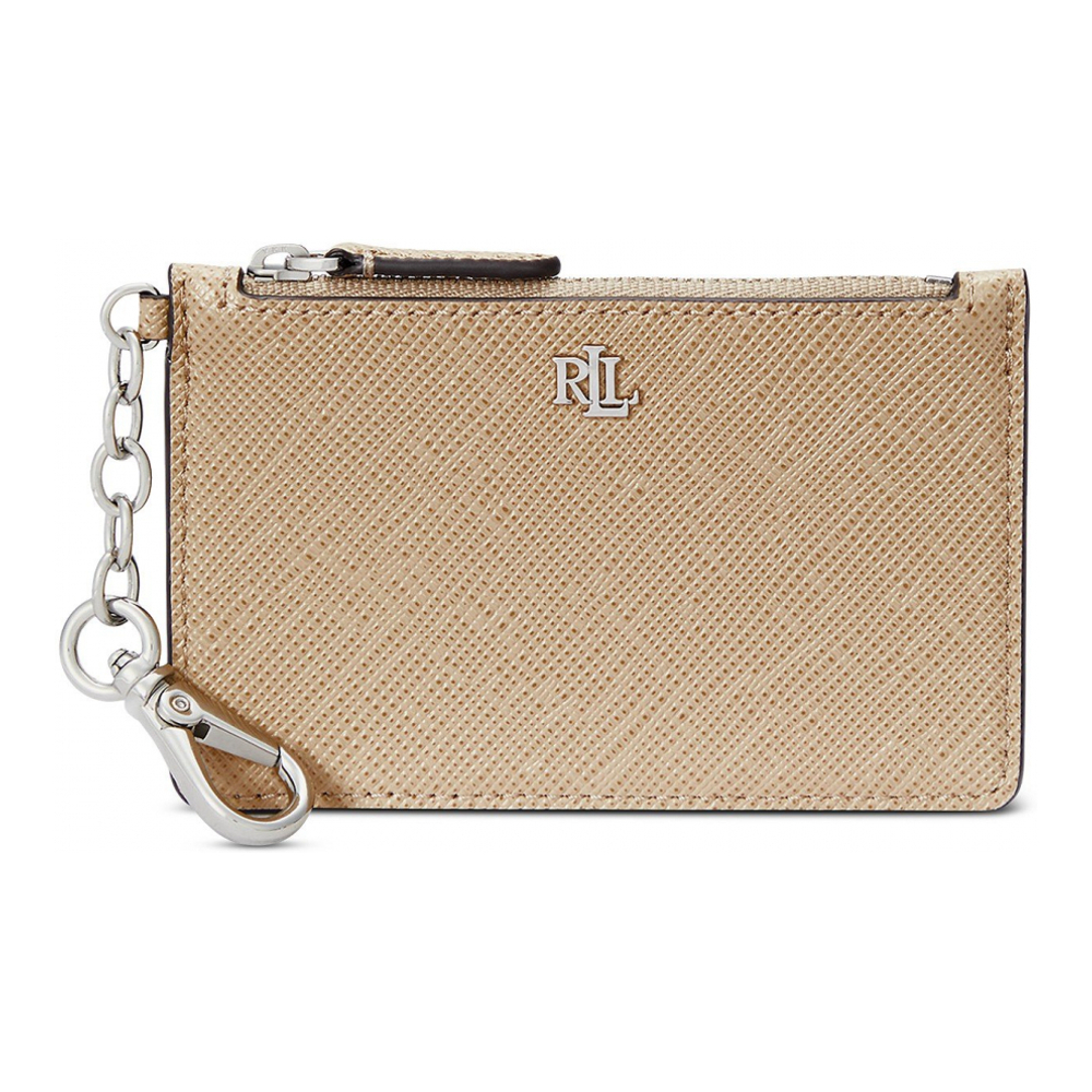 Women's 'Textured Leather Zip' Card Holder