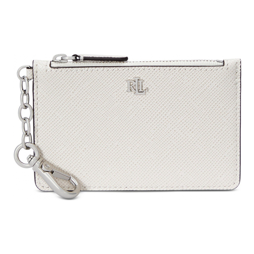 Women's 'Textured Leather Zip' Card Holder