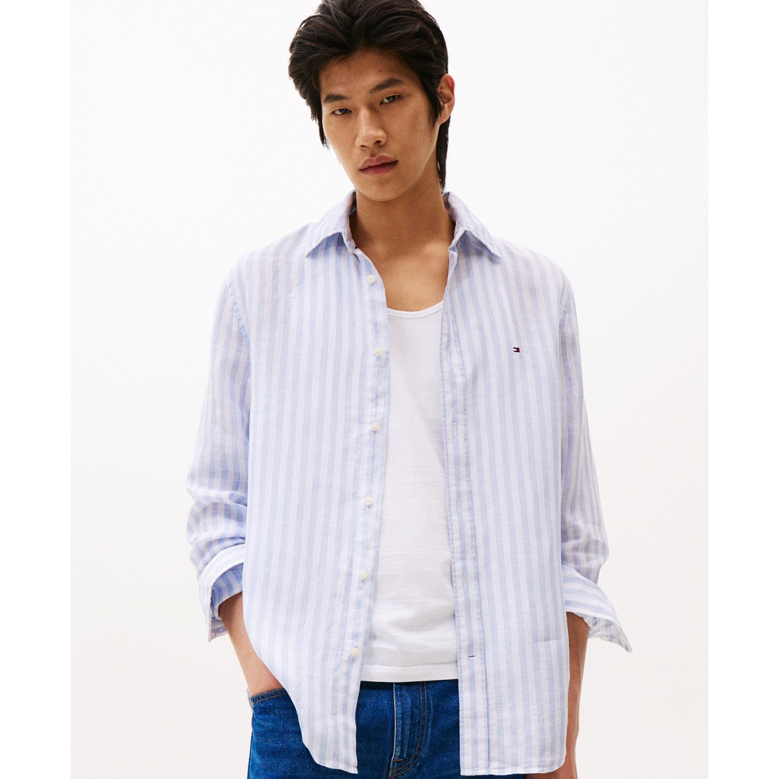 'Regular-Fit Stripe Linen Shirt' pour Hommes