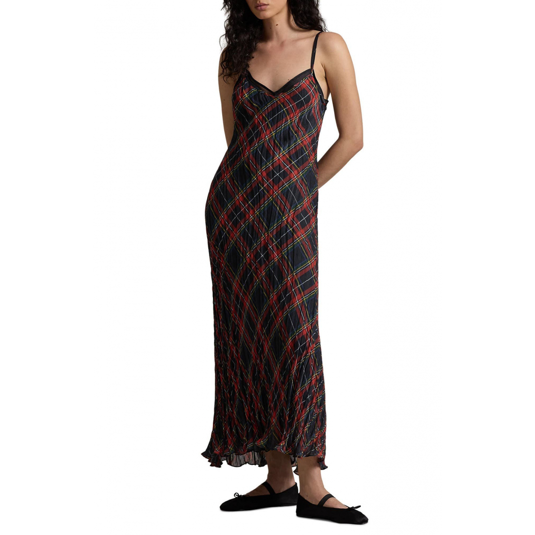 'Plaid Shiny Lamé Slipdress' pour Femmes