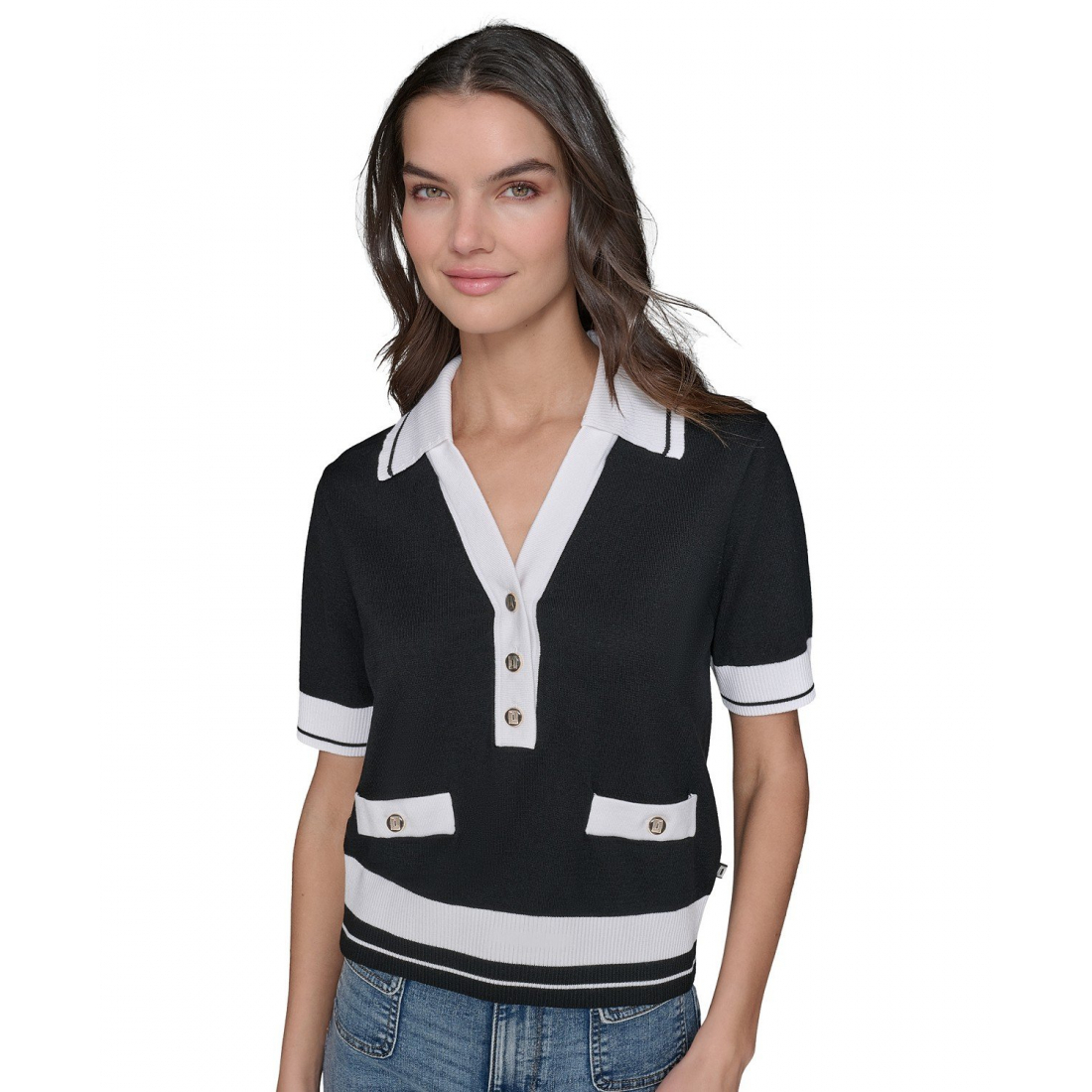 Pull 'Short-Sleeve Collared' pour Femmes