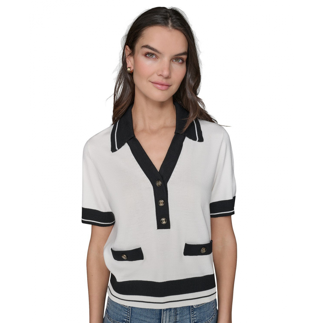 Pull 'Short-Sleeve Collared Sweater' pour Femmes