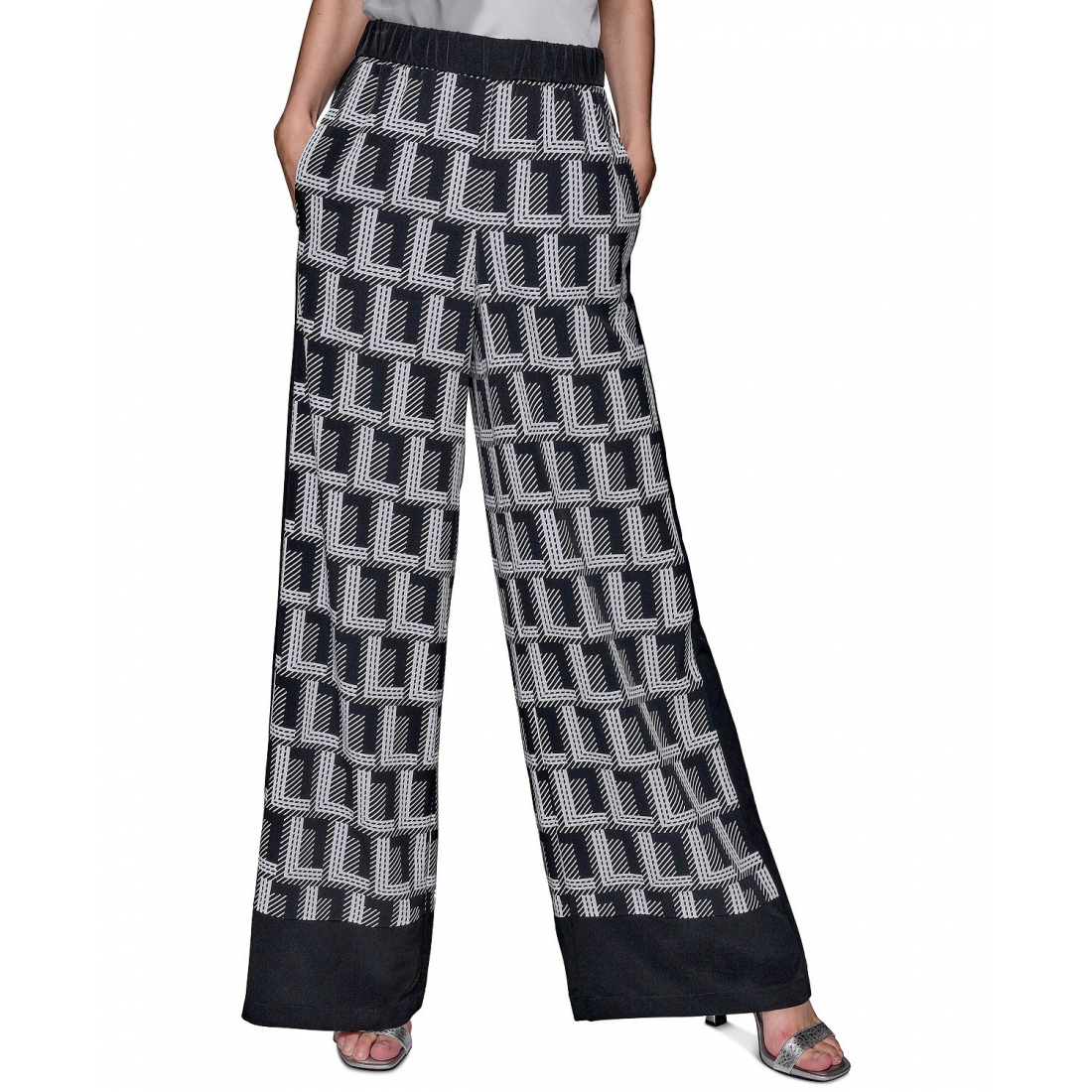 'Geometric-Print Wide-Leg Pants' pour Femmes