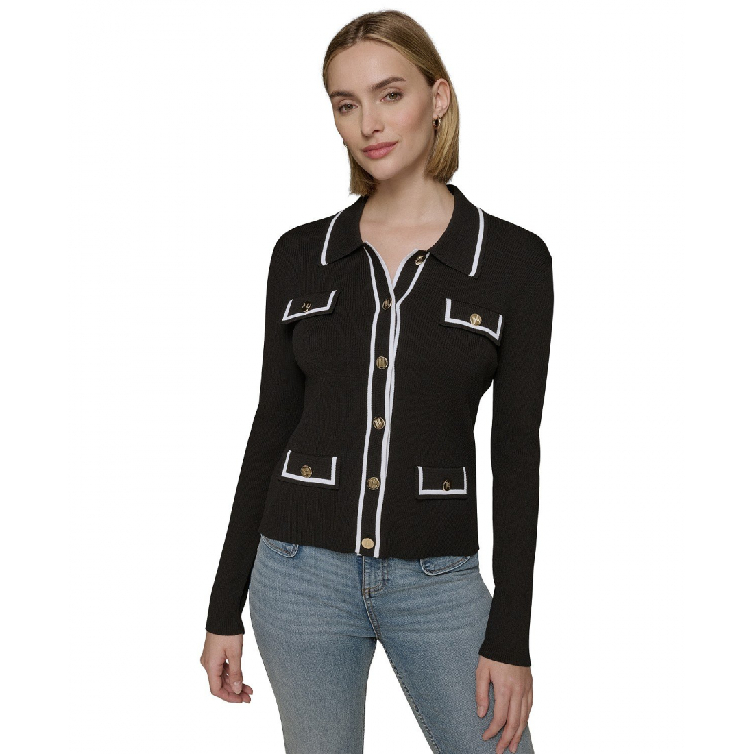 Women's 'Contrast-Trim Four-Pocket Cardigan'