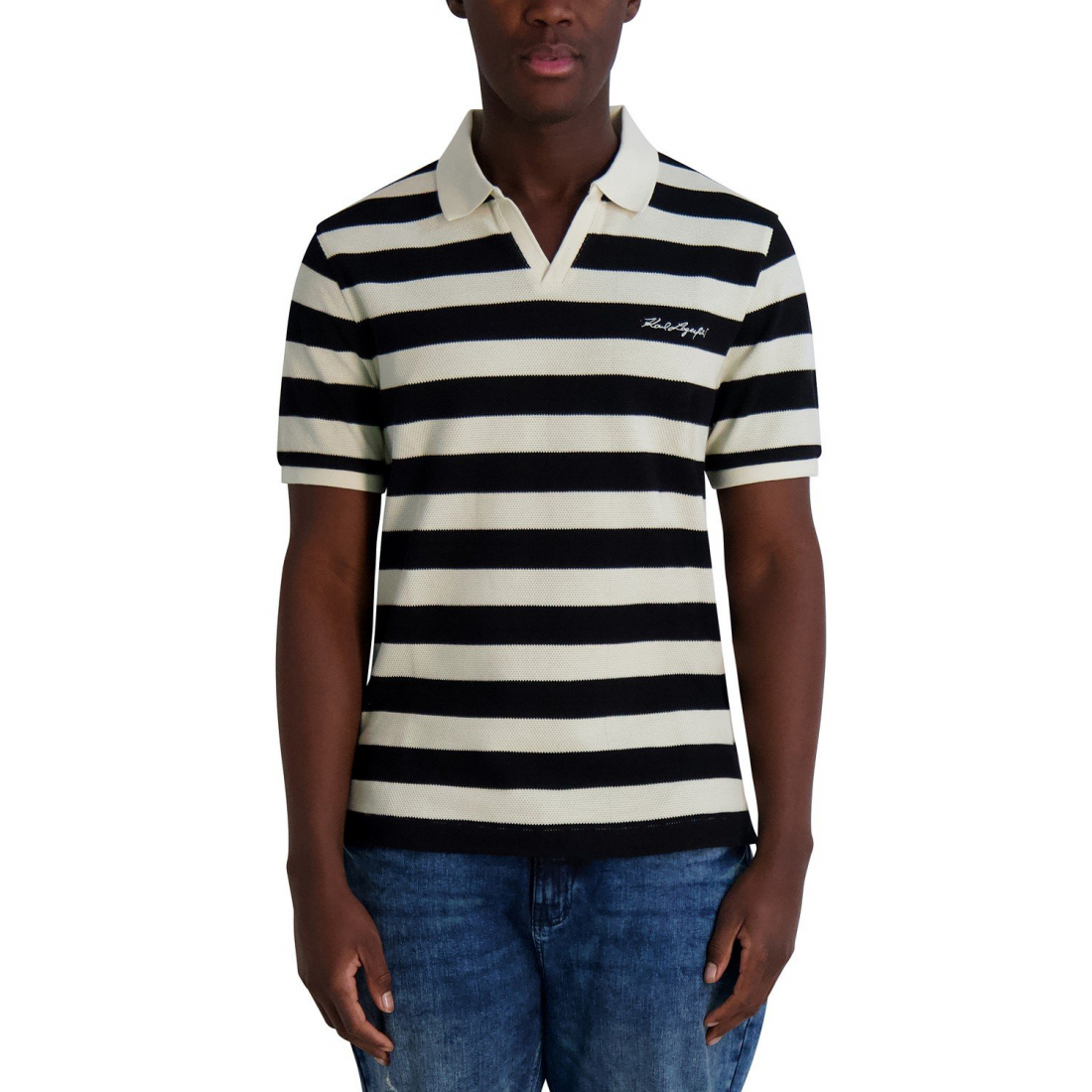 'Regular-Fit Textured Stripe Polo Shirt' pour Hommes