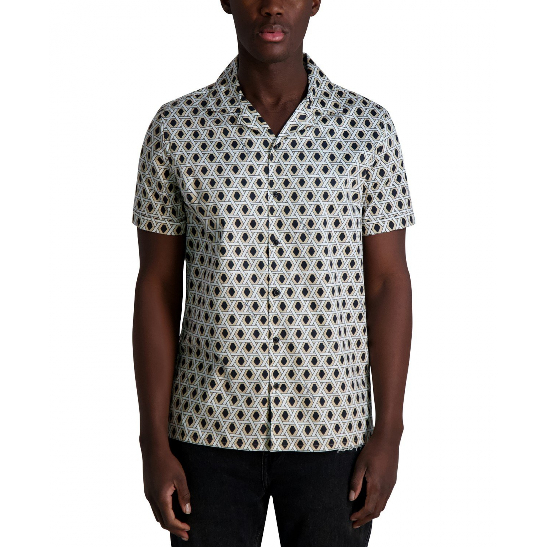 'Regular-Fit Geometric Button-Down Camp Shirt' pour Hommes