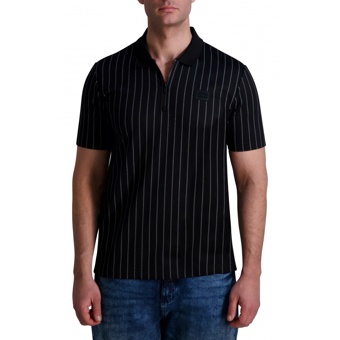 Polo 'Stripe Zip Front' pour Hommes