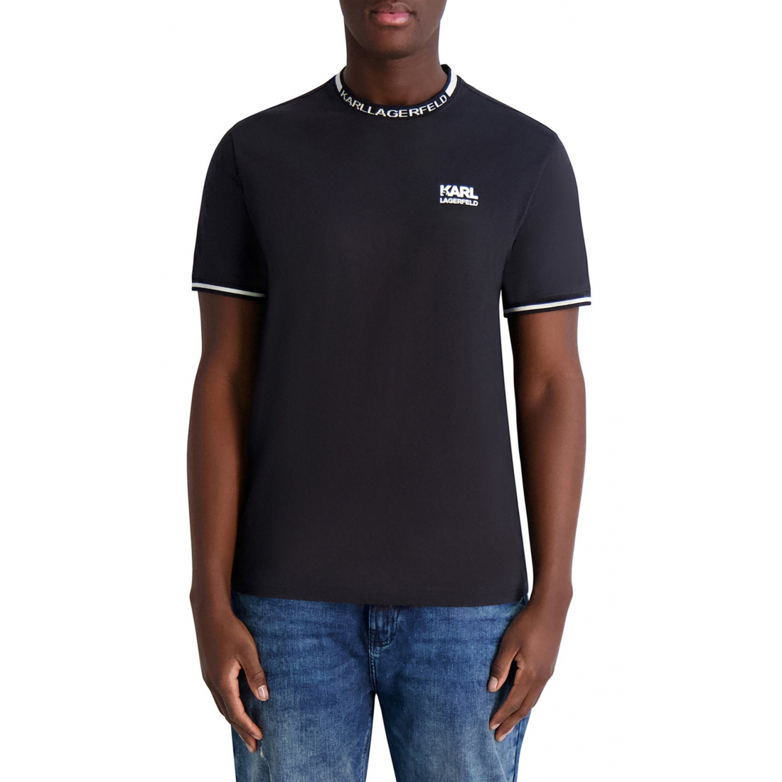 'Contrast Logo Pima Cotton Ringer T-Shirt' pour Hommes