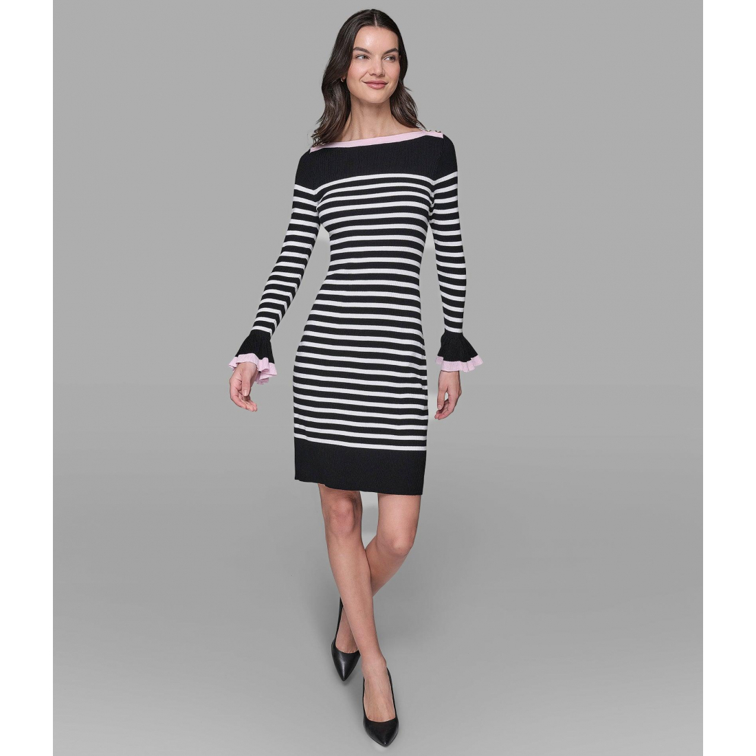 'Striped Boatneck Sweater Dress' pour Femmes