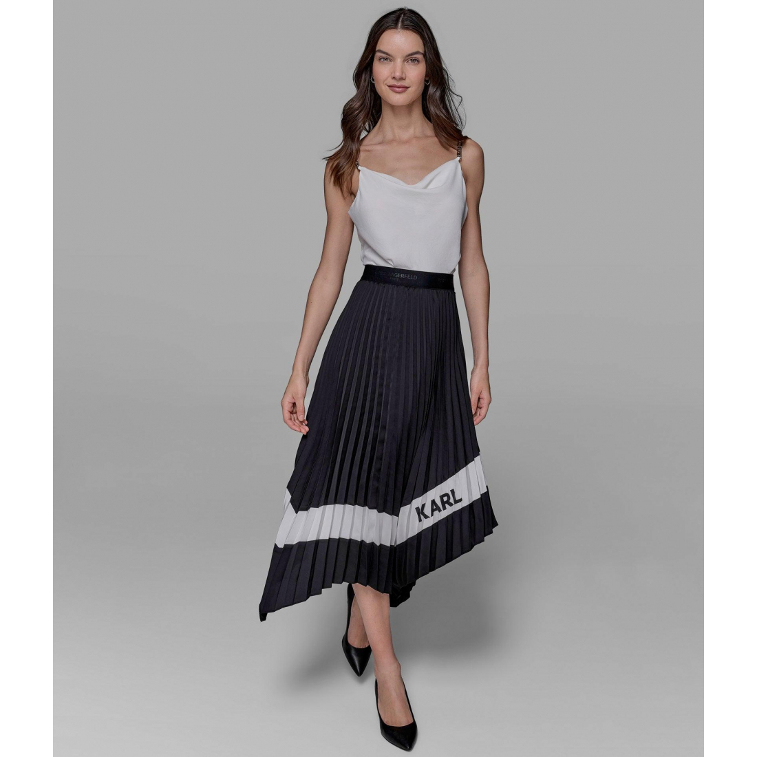 'Pleated Asymmetric Midi Skirt' pour Femmes