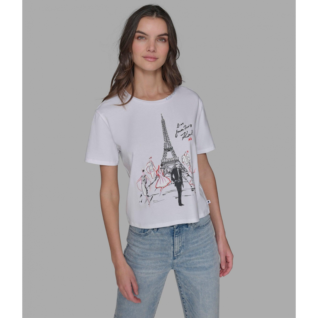 'Karl In Paris Sketch Logo Tee' pour Femmes