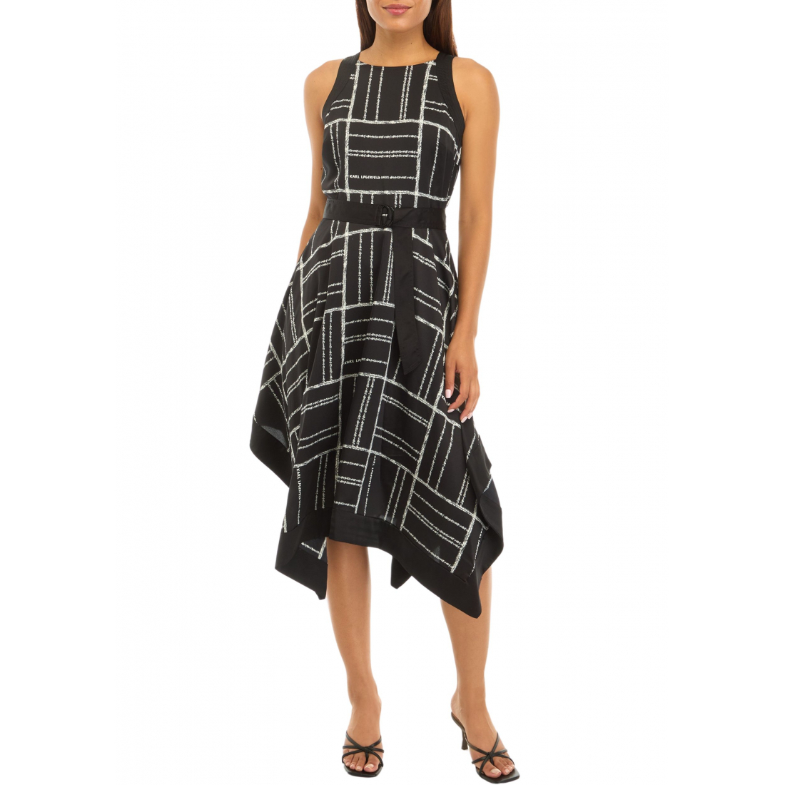 'Sleeveless Halter Geo Print Fit and Flare Dress' pour Femmes