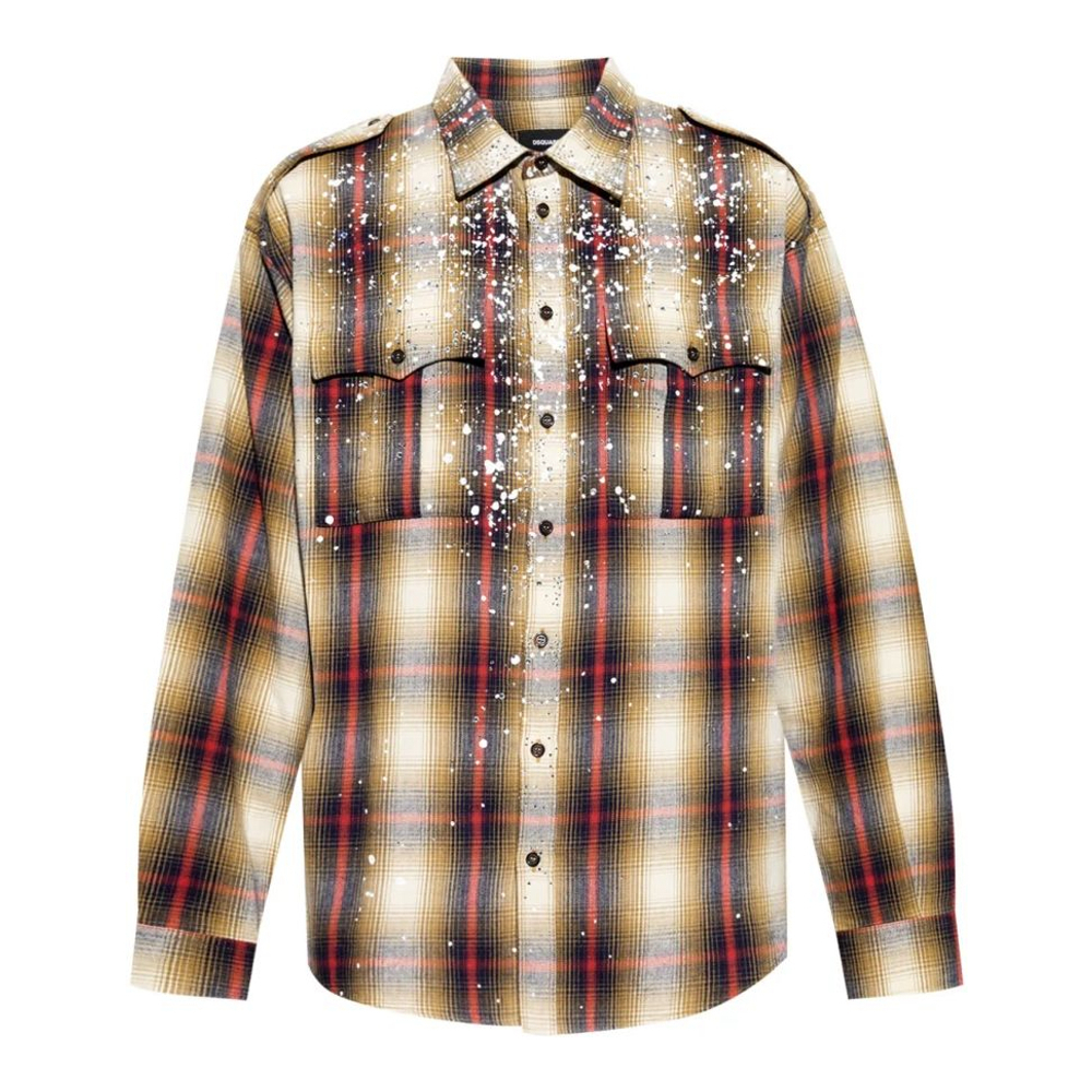 Chemise 'Paint-Splattered Plaid' pour Hommes