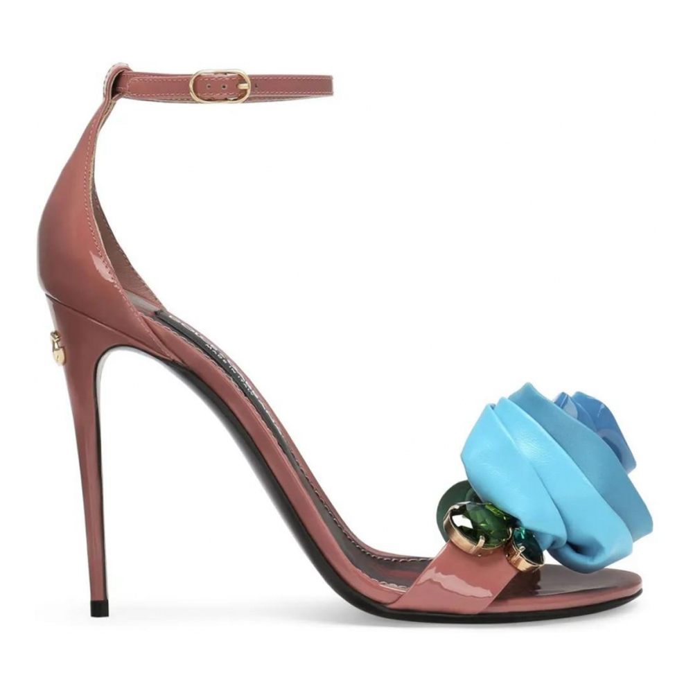 'Keira Floral-Appliqué' Sandalen mit Absatz für Damen