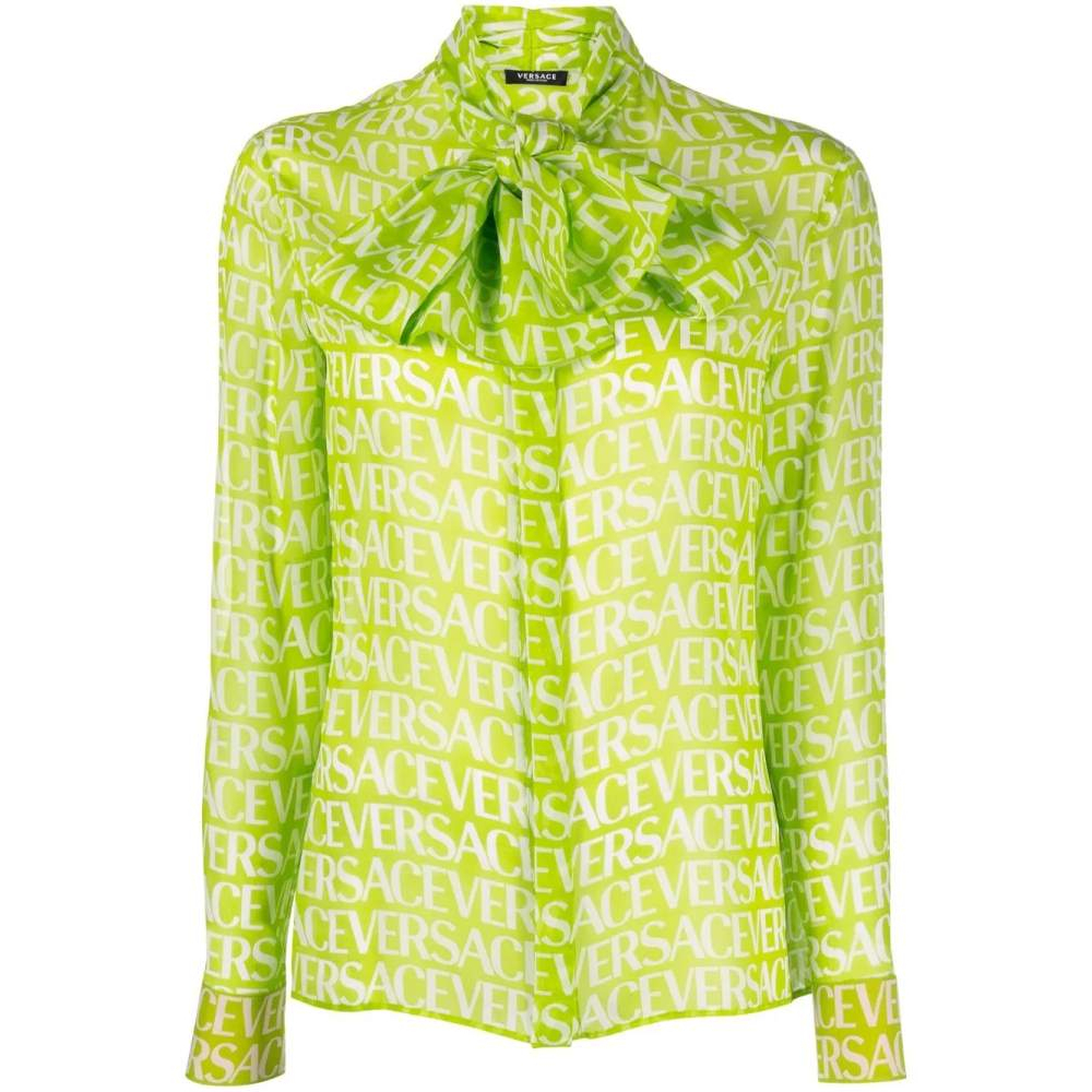 Blouse à manches longues 'Pussy-Bow Logo-Print' pour Femmes